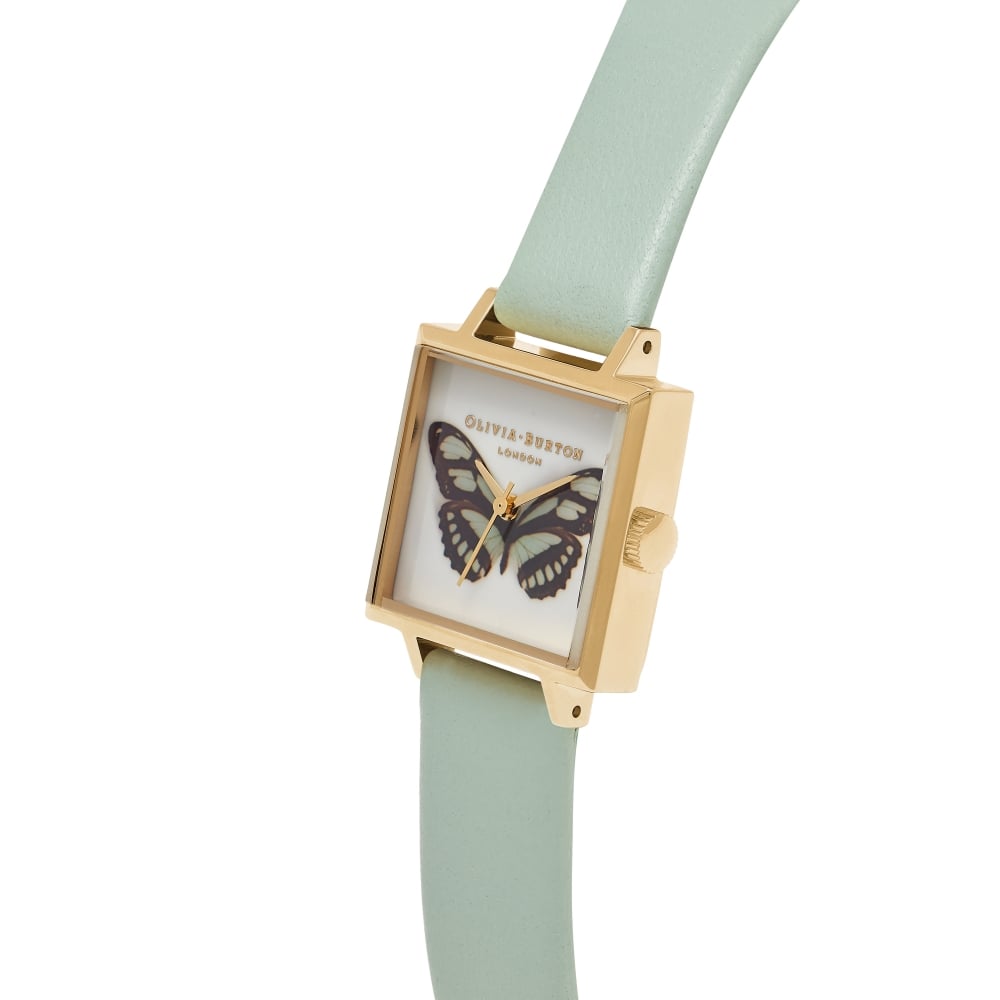 Woodland Square Dial Butterfly - Mint & Gold