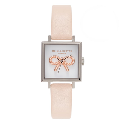 3D Vintage Bow Square Dial - Nude Peach