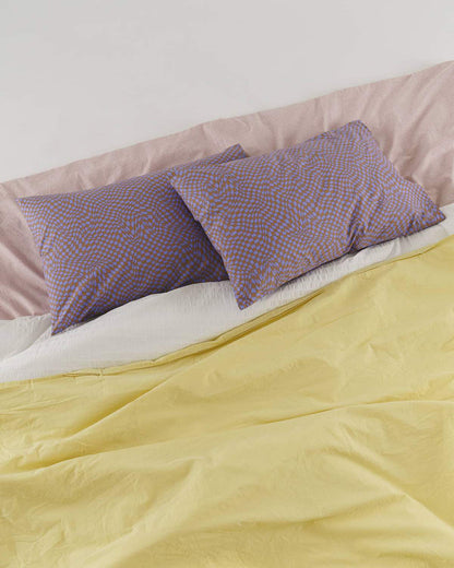 Pillow Case Set Of 2 - Lavender Trippy Checker