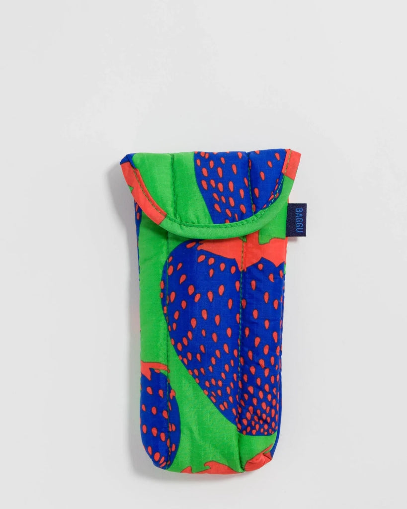 BAGGU Puffy Glasses Case Electric Strawberries A Little Bird Told