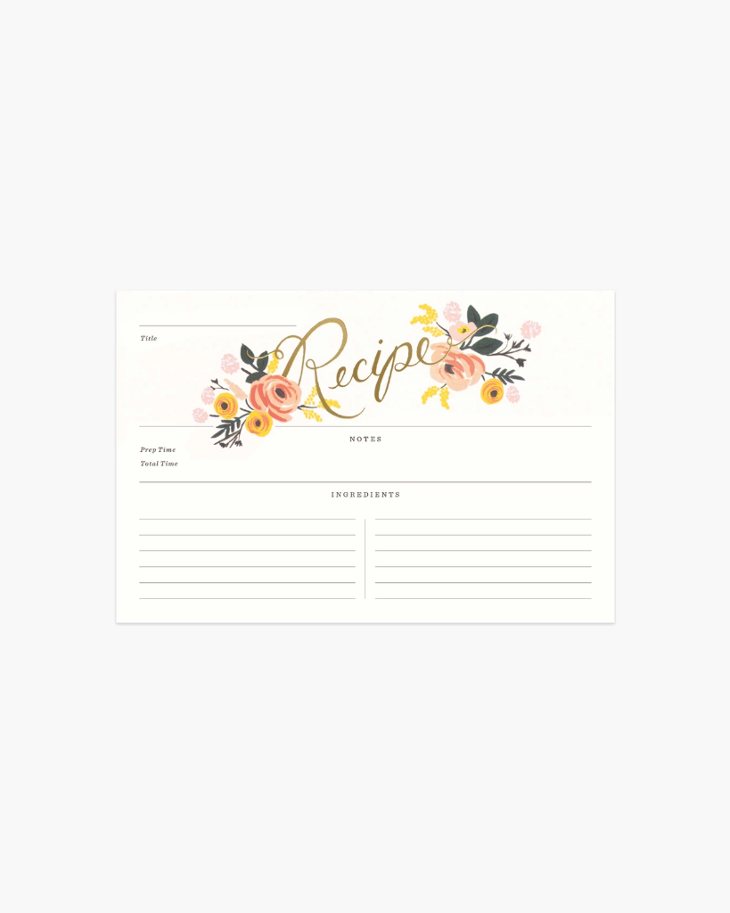 Recipe Cards - Peonies