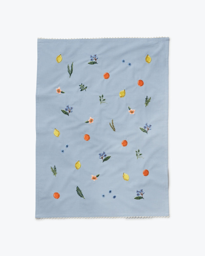 Tea Towel Embroidered - Fruit Stand