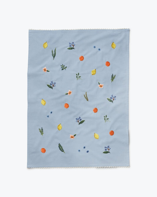 Tea Towel Embroidered - Fruit Stand [PRE ORDER]