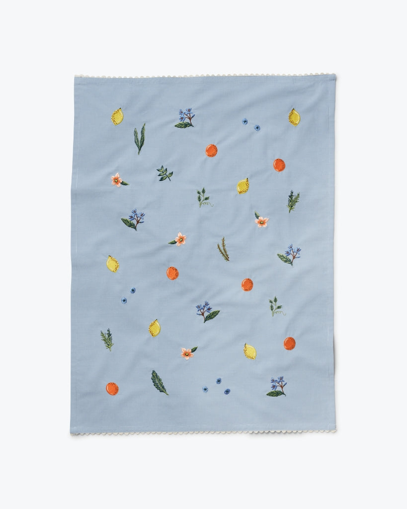 Tea Towel Embroidered - Fruit Stand [PRE ORDER]