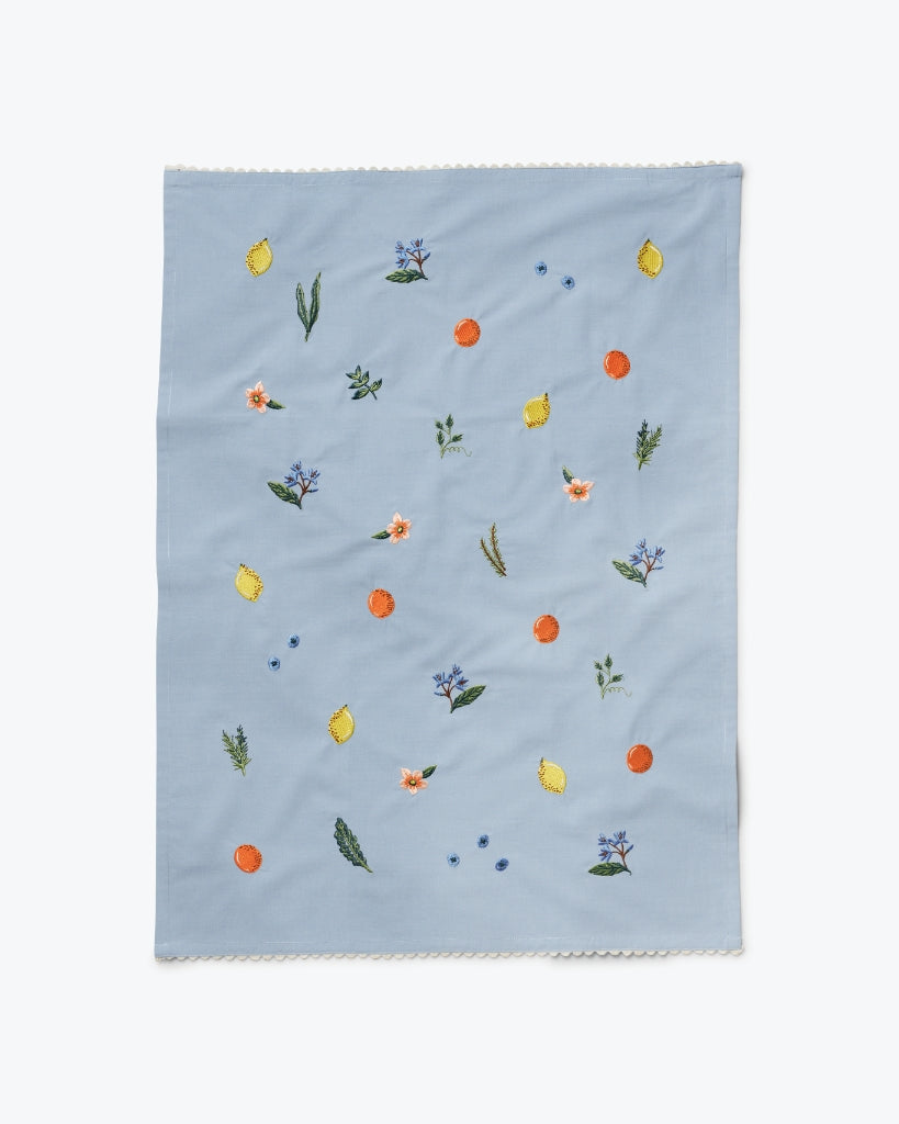 Tea Towel Embroidered - Fruit Stand