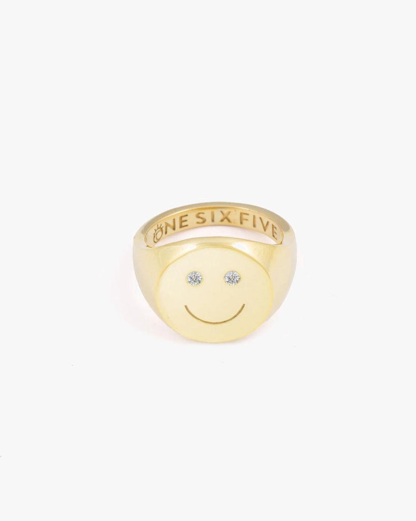 Smiley Signet Ring - Gold