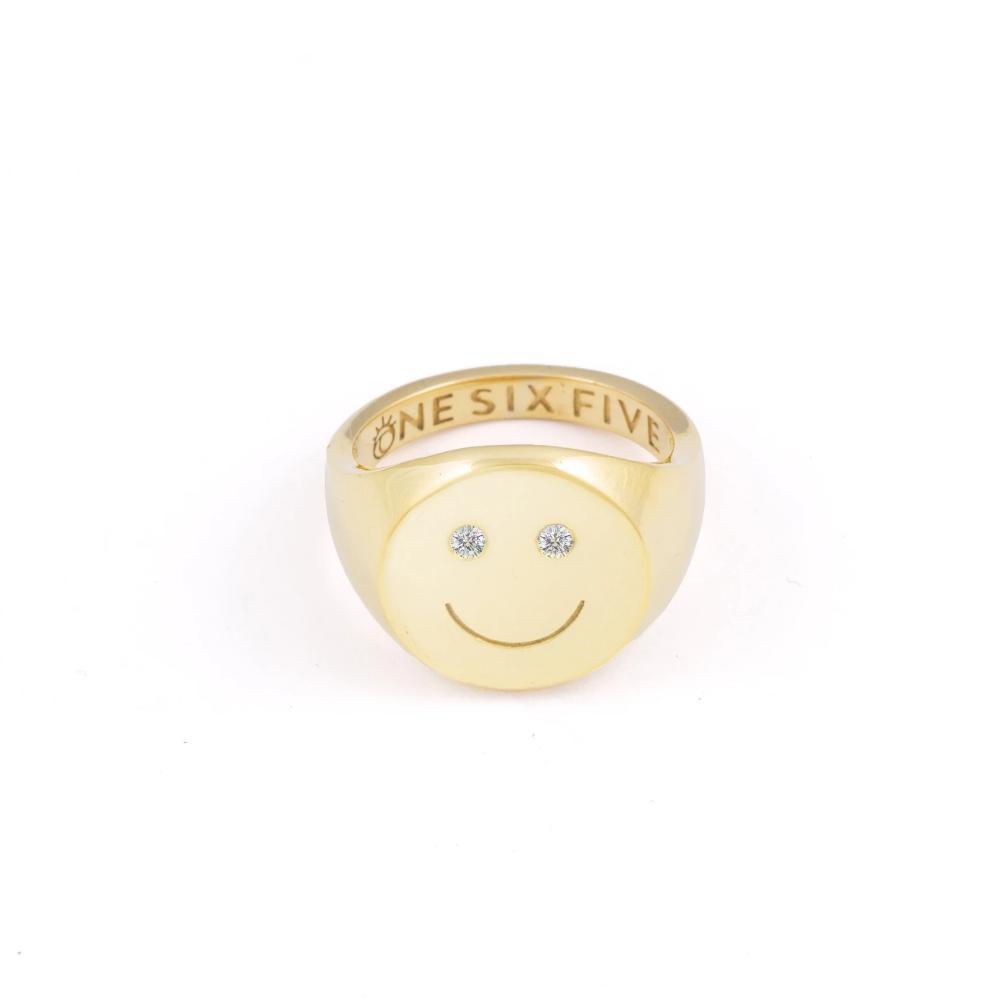 Smiley Signet Ring - Gold