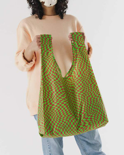 Standard Reusable Bag - Green Trippy Checker