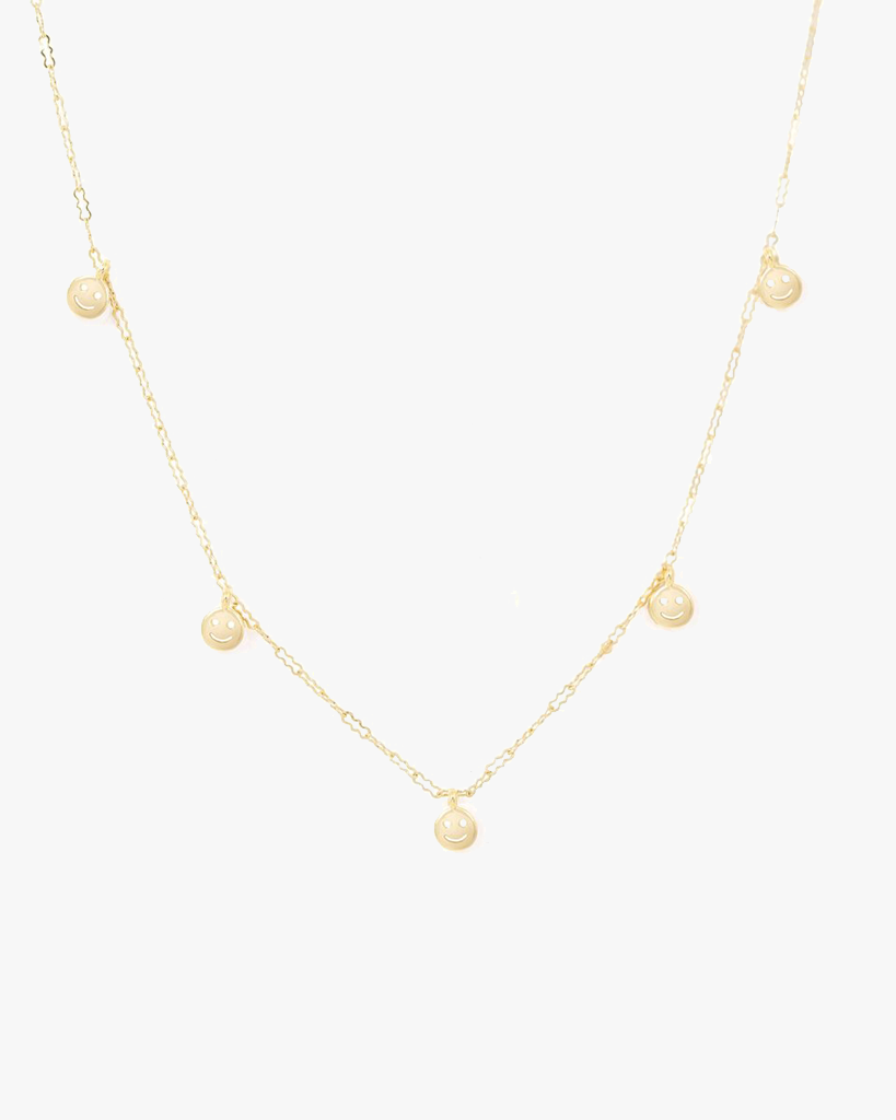 Super Smiley Face Necklace - Gold