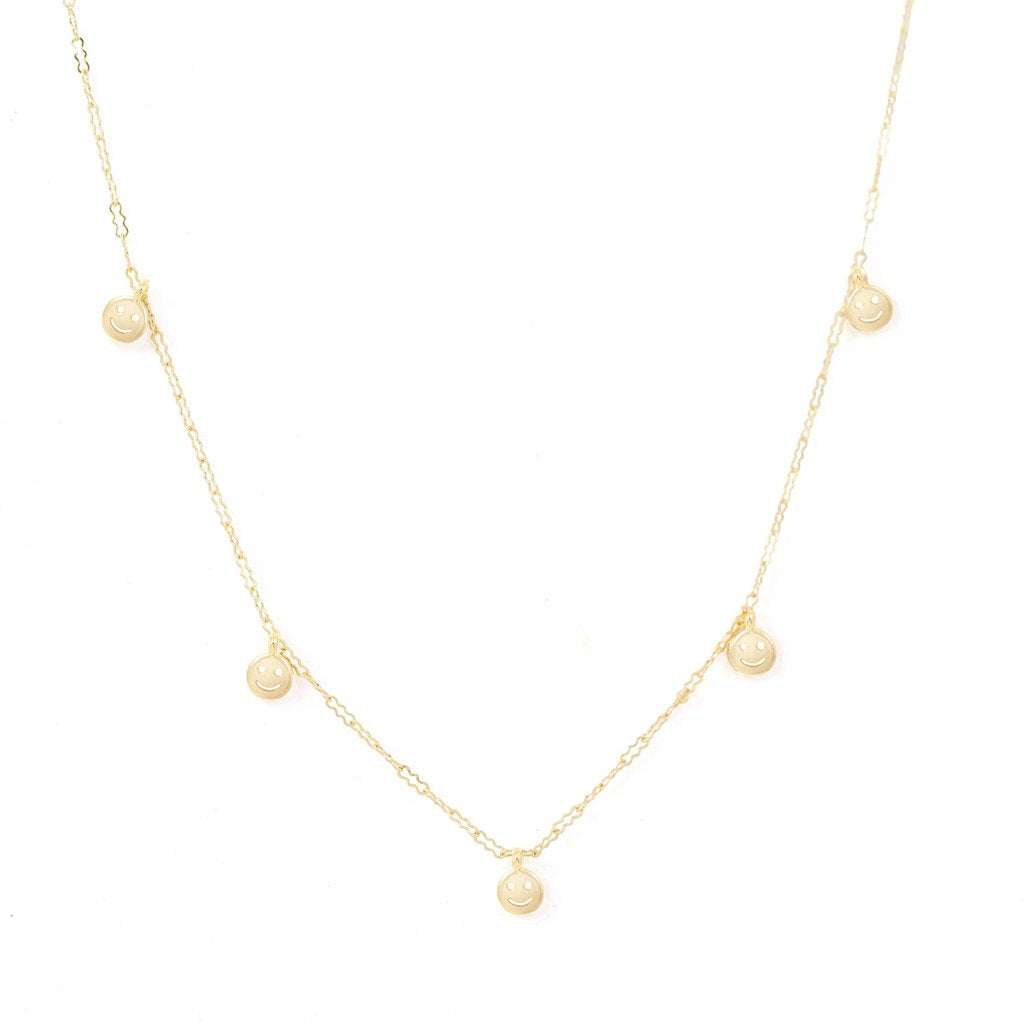 Super Smiley Face Necklace - Gold