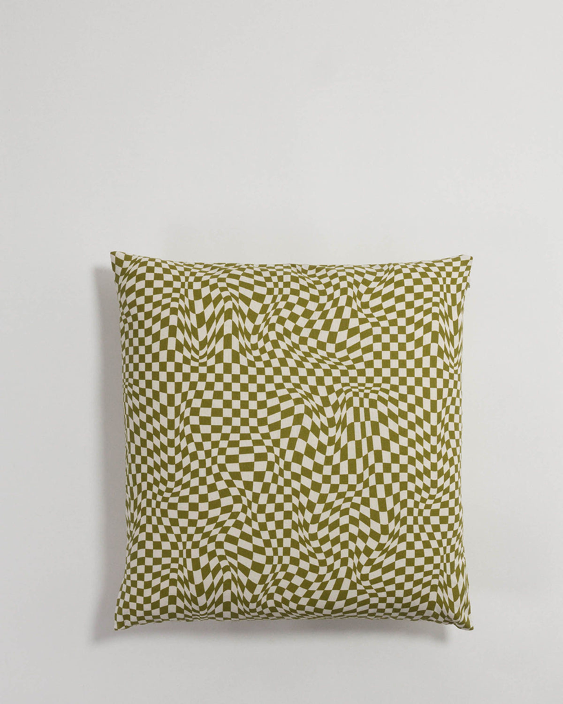 Throw Pillow Case - Moss Trippy Checker